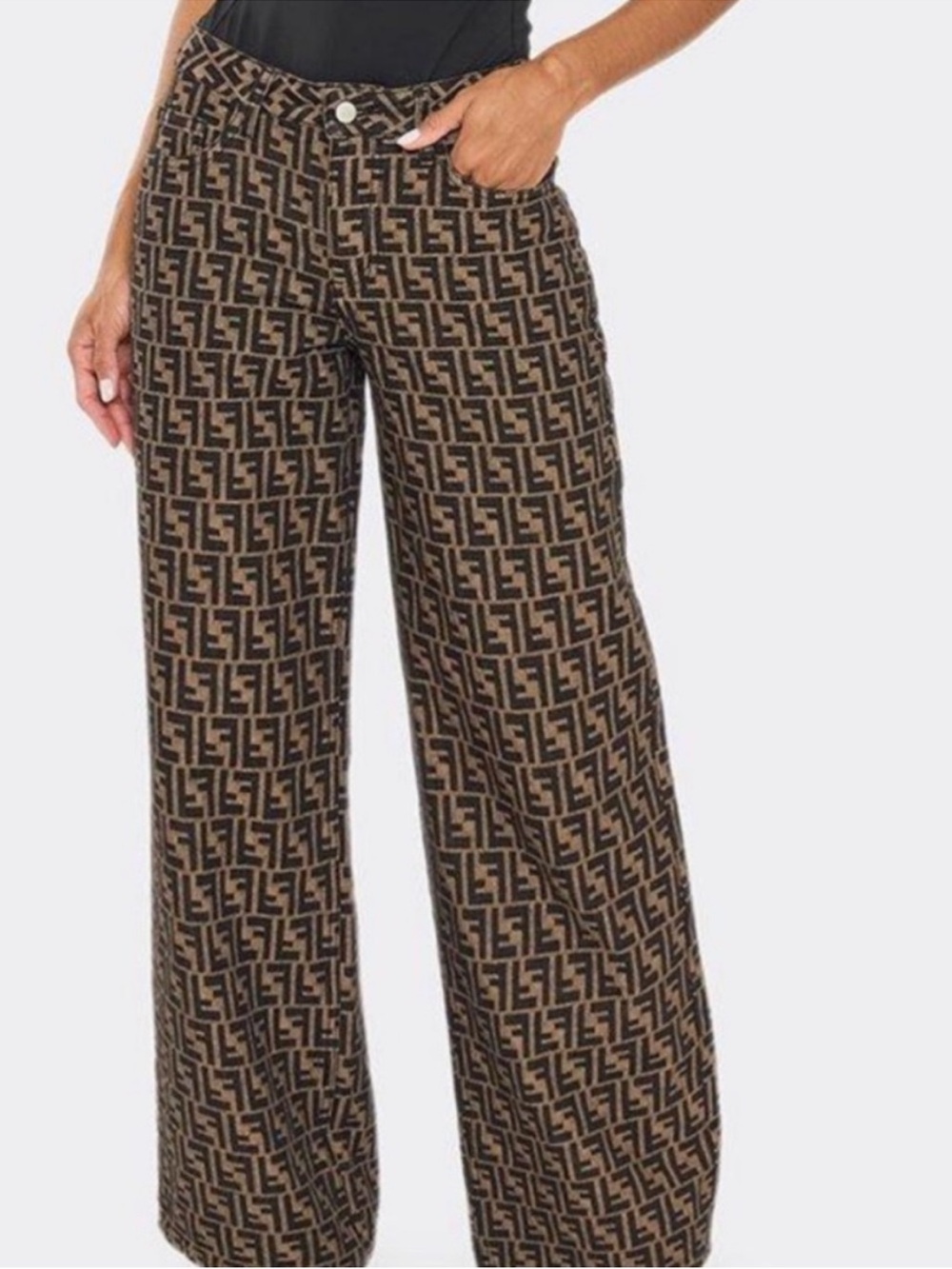 FF Zucca Print Wide-Leg Pants